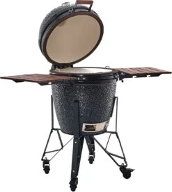 The Bastard Keramikgrill Classic Large - Complete - Schwarz Glänzend - Modell 2023 -Party-Bbq Bastard Grill Large Complete Deckel offen BC201