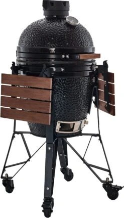 The Bastard Keramikgrill Classic Medium - Complete - Schwarz Glänzend - Modell 2023 -Party-Bbq Bastard Grill Medium Complete Seitentische abgeklappt BC203