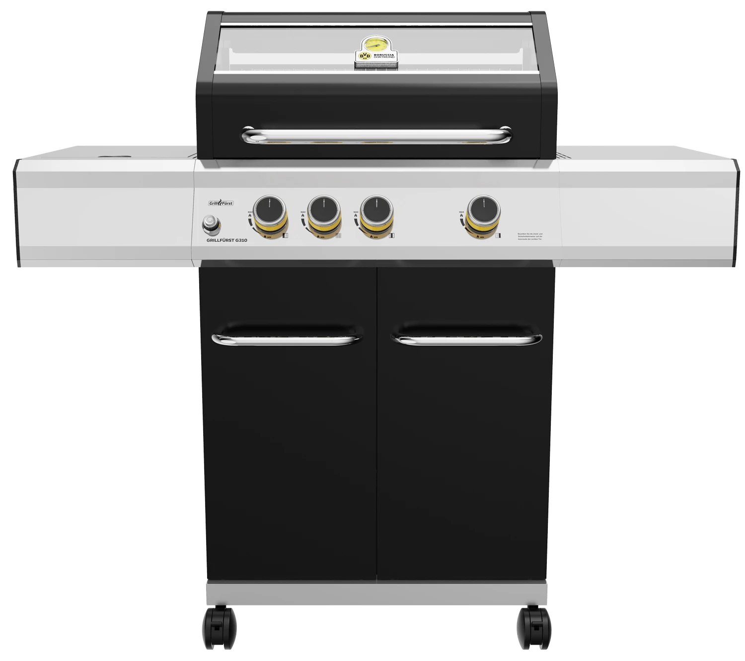 Grillfürst G310G 3-Brenner Gasgrill Borussia Dortmund Edition Mit Hochtemperaturbrenner Und Gusseisen Rosten 1 Grillfürst G310G 3-Brenner Gasgrill Borussia Dortmund Edition Mit Hochtemperaturbrenner Und Gusseisen Rosten