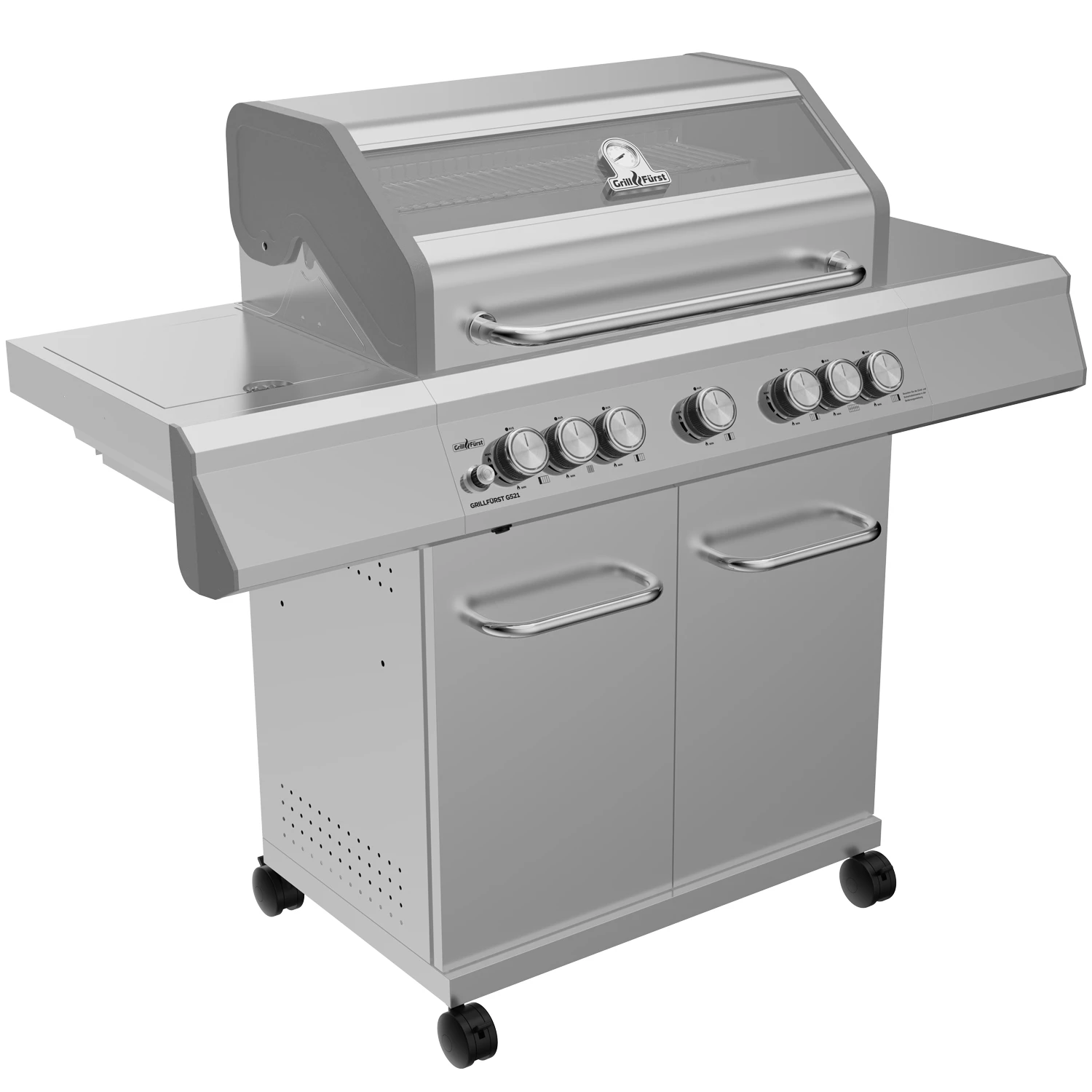 Grillfürst G521E 5-Brenner Edelstahl-Gasgrill Mit Hochtemperaturbrenner, Heckbrenner Und Edelstahl Rosten 2 Grillfürst G521E 5-Brenner Edelstahl-Gasgrill Mit Hochtemperaturbrenner, Heckbrenner Und Edelstahl Rosten – Bild 2