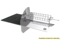 Outdoorchef Dualchef S 425 G Edelstahl Gasgrill Mit Seitenkocher + Blazing Zone Infrarotbrenner + DGS Gusseisen Grillrost 2 Stk. + DGS Gemüse Grillrost 2 Stk. -Party-Bbq Outdoorchef Dualchef Heat Diffuser Drehspiess 1