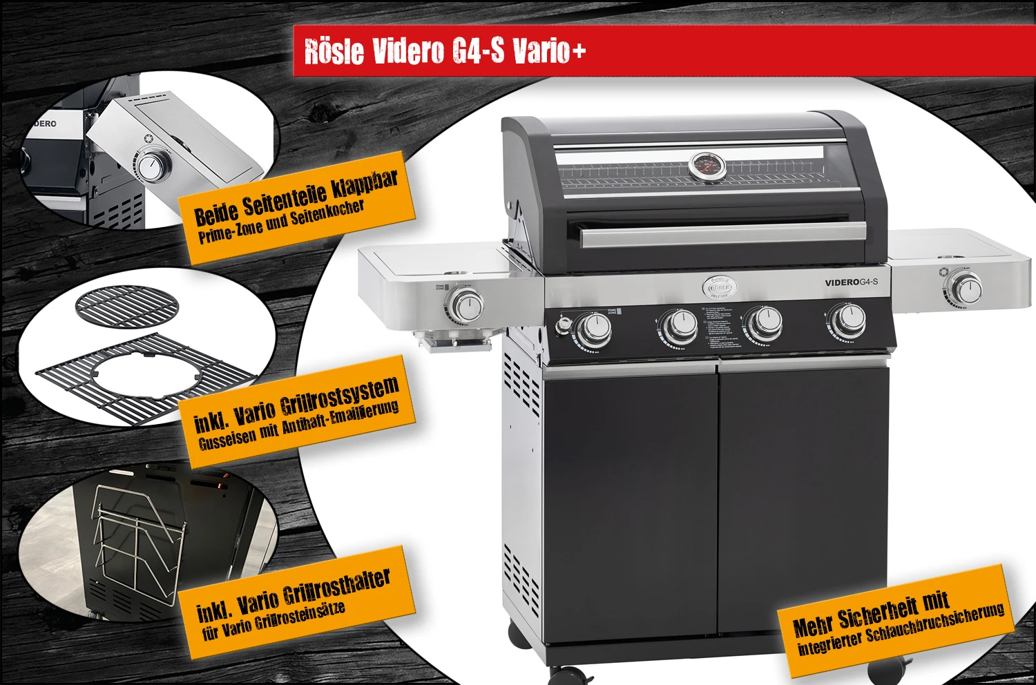 Rösle Gasgrill Videro G4-S VARIO+ Schwarz - Modell 2023 1 Rösle Gasgrill Videro G4-S VARIO+ Schwarz - Modell 2023