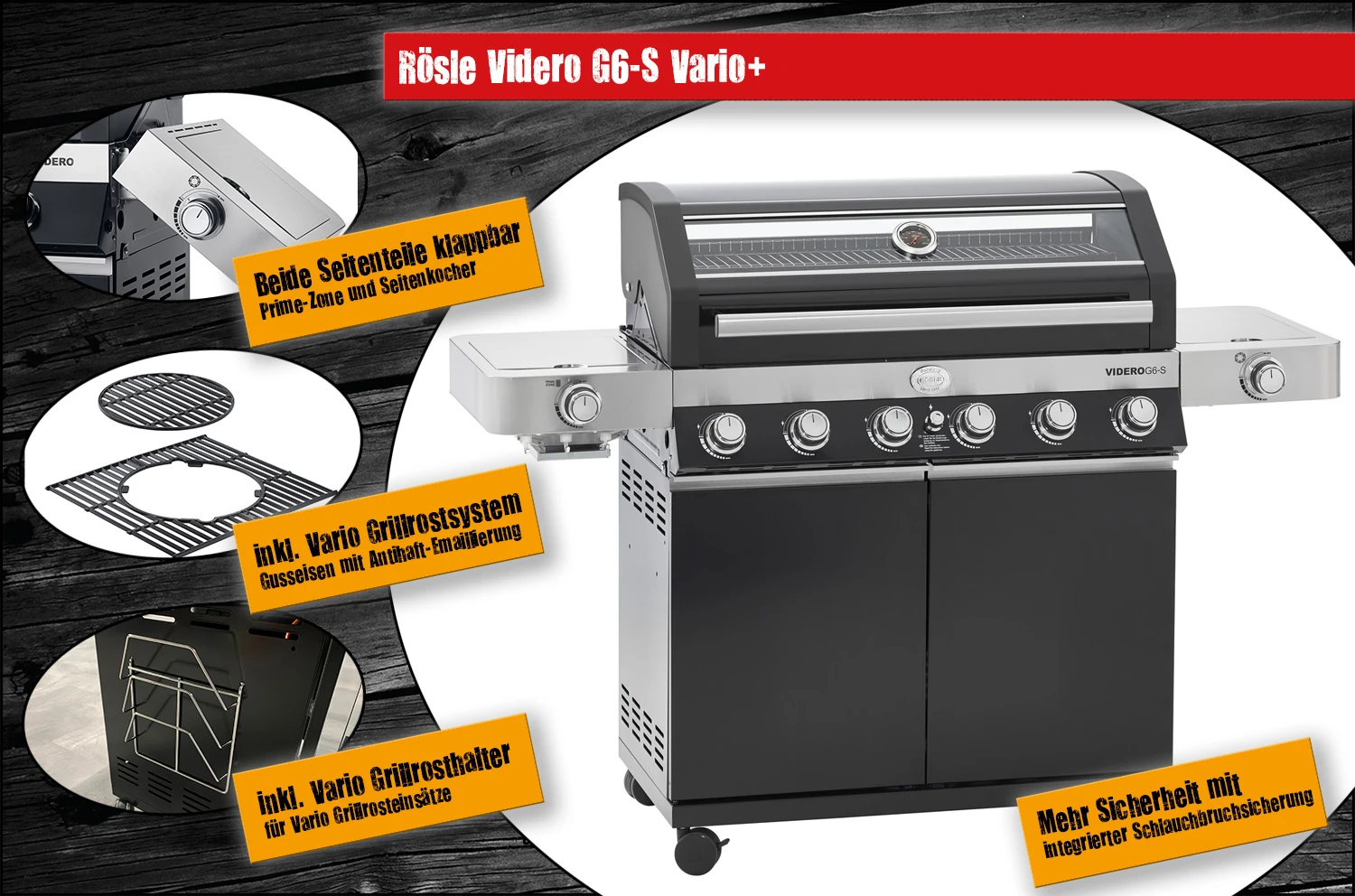 Rösle Gasgrill Videro G6-S VARIO+ Schwarz - Modell 2023 - SMART Deal Inkl. Grillfürst Grill Control + Abdeckhaube Und Grillplatte 5 Rösle Gasgrill Videro G6-S VARIO+ Schwarz - Modell 2023 - SMART Deal Inkl. Grillfürst Grill Control + Abdeckhaube Und Grillplatte – Bild 5