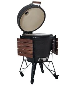 The Bastard Keramikgrill Urban XL - Complete - Schwarz Matt - Modell 2023 -Party-Bbq The Bastard XL Urban Keramikgrill BU210 offen Seitentische abgeklappt